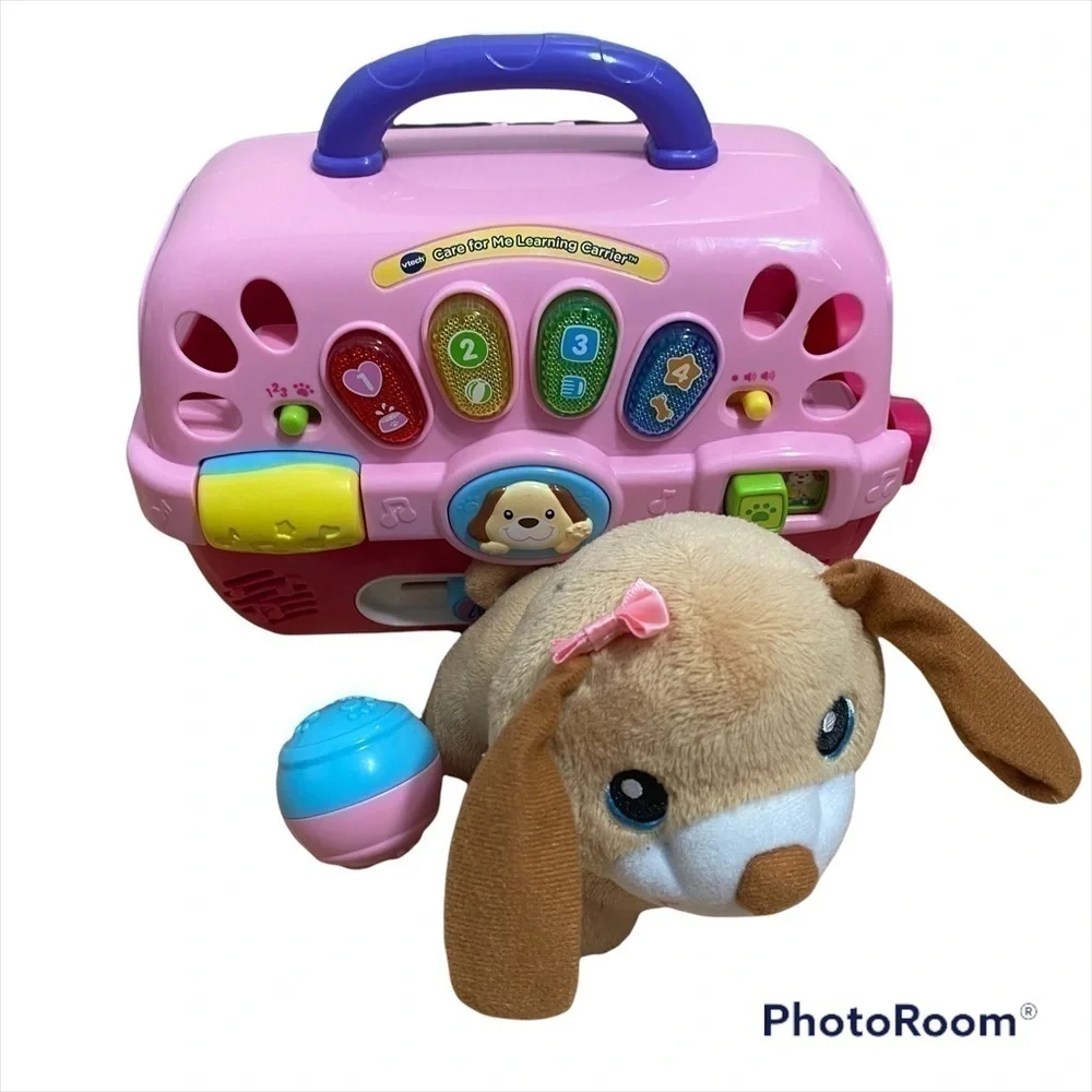 V-tech Care for Me Learning Puppy Kids Toy Pink Stuffed Animal Sing Music